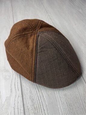 Solaris wool blend newsboy cap, herringbone flat cap, golf caddy. Sz S/M